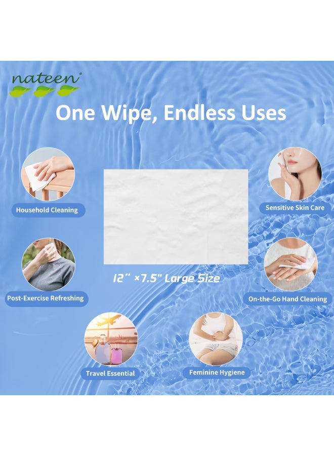 Nateen Multi Purpose Wipes,Pure Water Universal Wipes,40s x 12 Packs (480 Wipes),Big Size Wet Wipes for All Purpose Cleaning,Aleo vera & Jasmine Lotion for Sensitive Skin. - Image 4